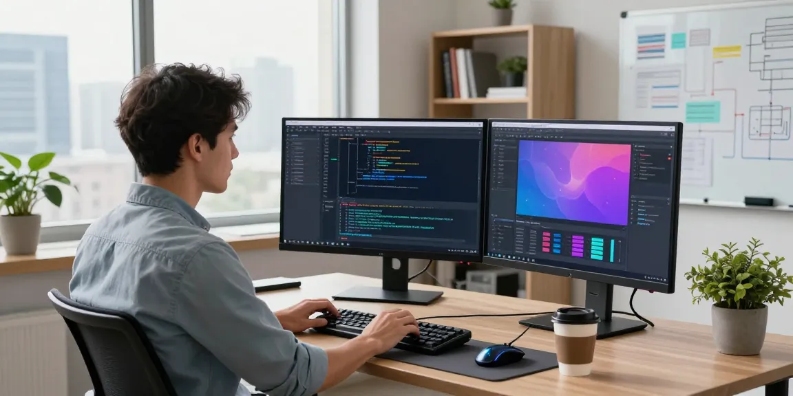 Developer using MiraviGLP coding tools in a modern workspace.